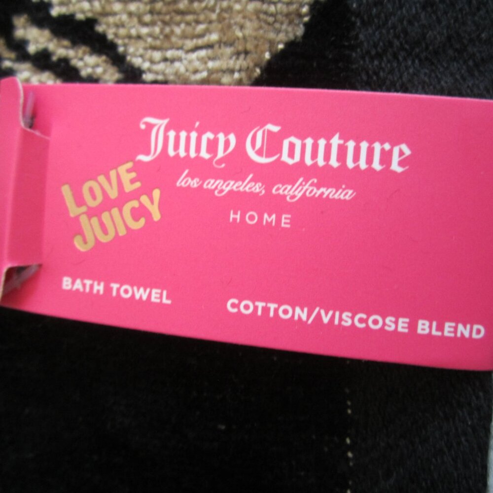 Juicy Couture Crown Bow Heart Black Bath & Hand Towel Set - Picture 3 of 9